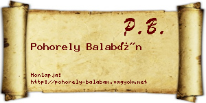Pohorely Balabán névjegykártya